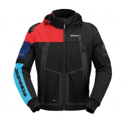 Текстилно мото яке SPIDI HOODIE WARRIOR H2OUT BLACK/RED/SKY BLUE