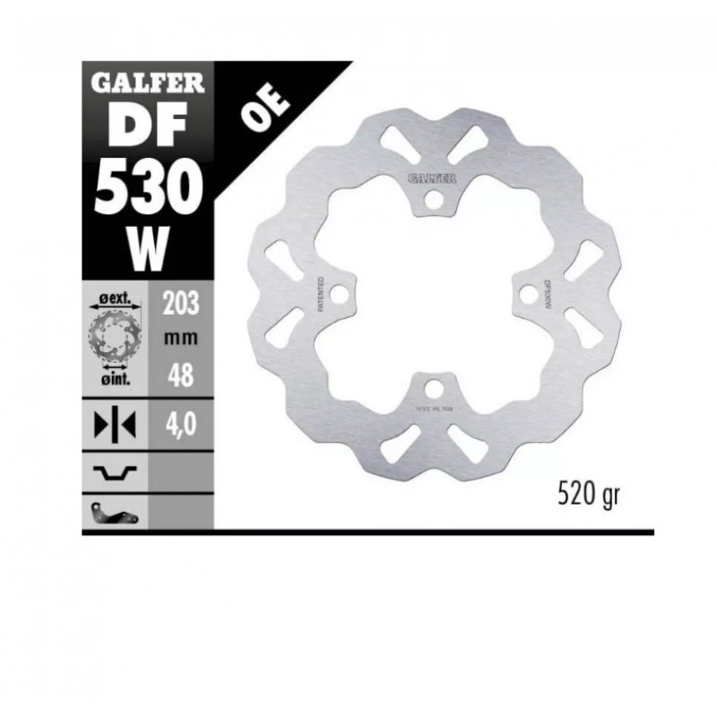Заден спирачен диск Galfer WAVE FIXED 203x4mm DF530W