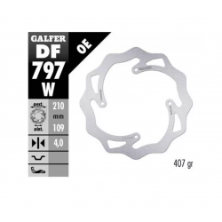 Заден спирачен диск Galfer WAVE FIXED 210x4mm DF797W