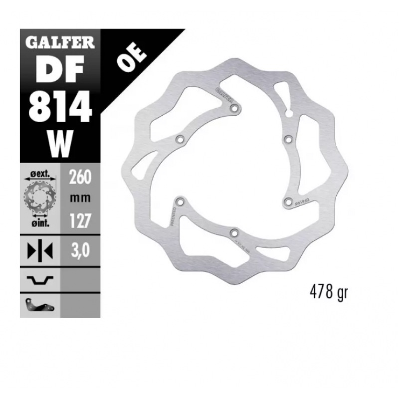 Преден спирачен диск Galfer WAVE FIXED 260x3mm DF814W