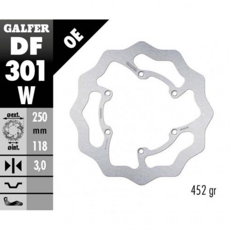 Преден Спирачен Диск Galfer Wave Fixed 250X3Mm Df301W