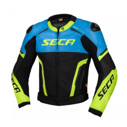 Кожено мото яке SECA HOOLIGAN BLUE/FLUO YELLOW