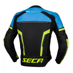 Кожено мото яке SECA HOOLIGAN BLUE/FLUO YELLOW