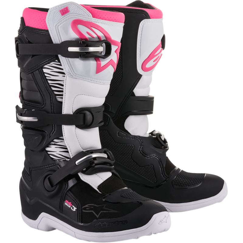 Дамски мотокрос ботуши ALPINESTARS Stella Tech 3 BLACK/WHITE/PINK
