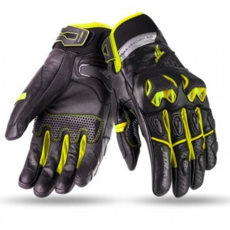 Кожени ръкавици 70 DEGREES SUMMER NAKED BLACK/YELLOW FLUO