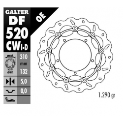 Плаващ заден спирачен диск Galfer WAVE DISC FLOATING COMPLETE LEFT 310X5MM DF520CWI