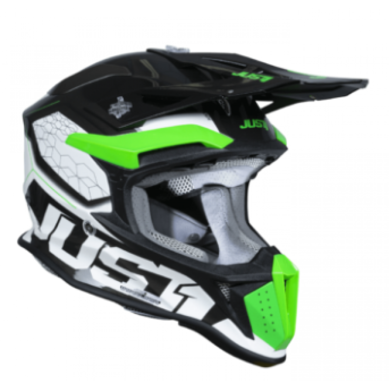Mотокрос каска Just1 J-18 F Hexa Green Fluo/White/Titanium