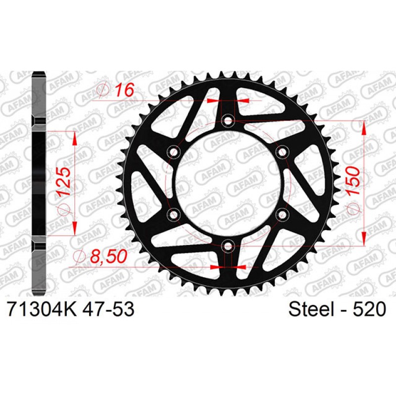 Заден Стоманен Зъбак K-SPROCKET 520 KTM, HUSQVARNA, GAS-GAS, BARTON
