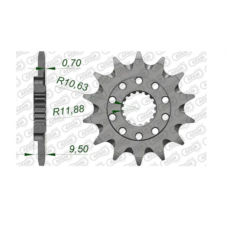 Преден зъбак 13 ЗЪБА/ 520 ОЛЕКОТЕН HONDA CR250R 88-07, CRF450R 02-25, CRF450X 05-18
