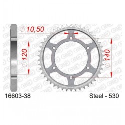 Заден Стоманен Зъбак 38 ЗЪБА KAWASAKI VN800 95-05, VN800 96-06; SUZUKI GSX1300R 99-07, TL1000R 98-02