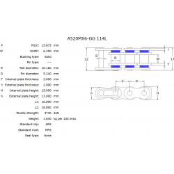 Мотоциклетна верига MX6-GG Gold ARS 520/114L