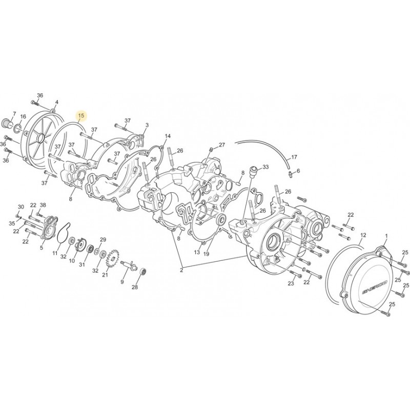 Гарнитура капак съединител 160x1.5 Sherco SEF450 15-23, SE250/300 14-23