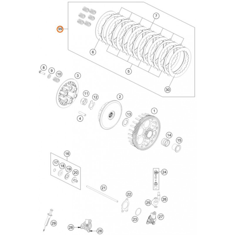 Комплект съединител OEM KTM SX-F250 16-18; Husqvarna FC250 16-18